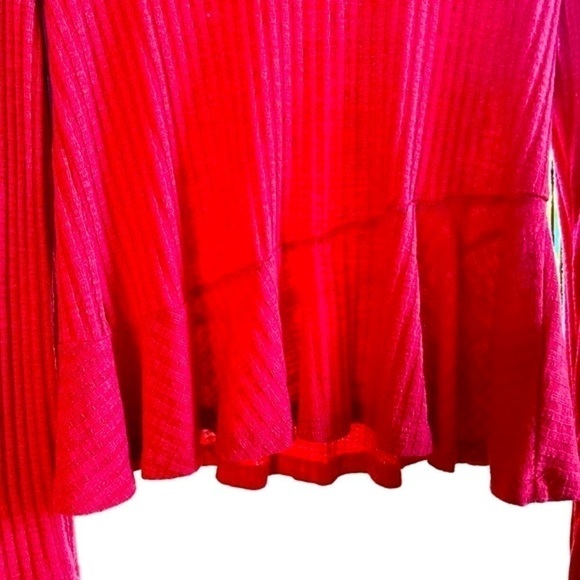 Anthropologie Maeve Addie Hacci Cowl Neck Top Waffle Weave Red Orange Flowy M - Picture 5 of 12